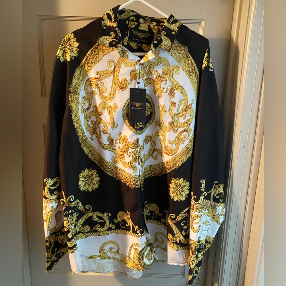 Mens NEW 2XL Premier Designs Italian Versace Style Dress Shirt